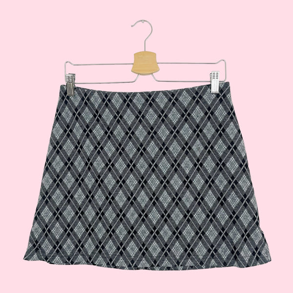 PLAID KNIT MINI SKIRT (L)