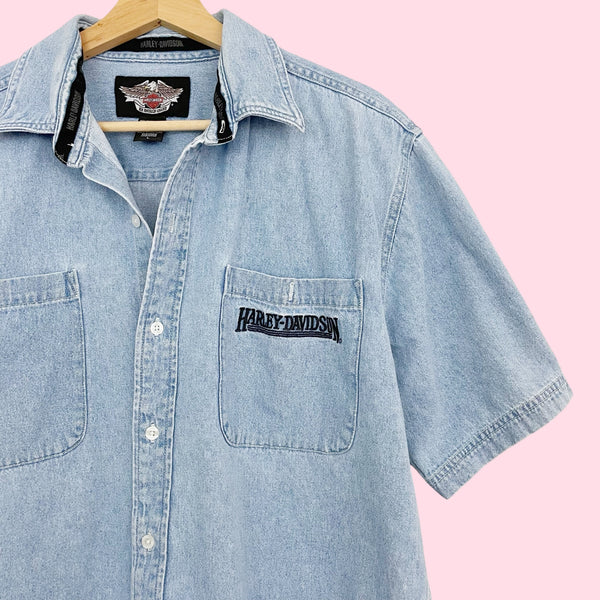 Harley Davidson Embroidered Denim Shirt (L)