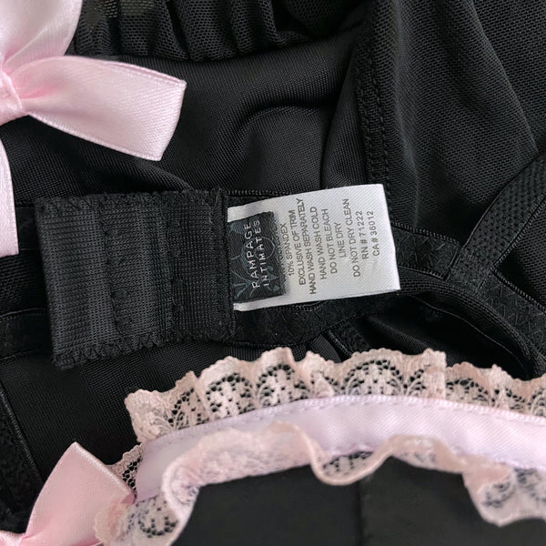 RAMPAGE BLACK + PINK LACE TRIM BABYDOLL (M)