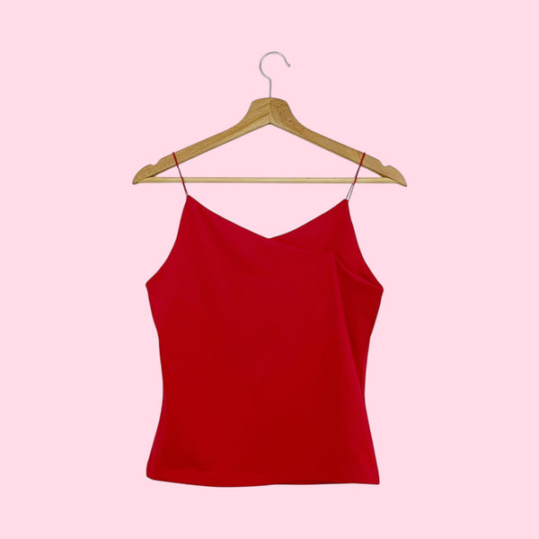 Y2K RED ASYMMETRICAL TANK TOP (M)