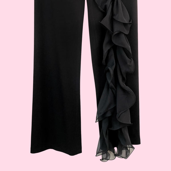 Y2K Bebe Black Ruffle Pants (28)