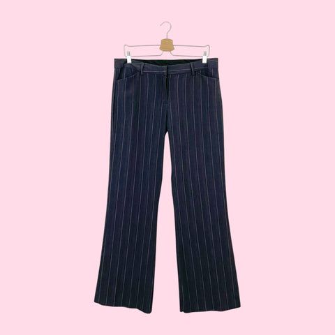 GRAY + PINK PINSTRIPE OFFICE PANTS (12)