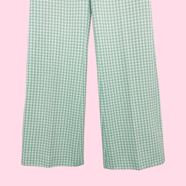 70S GREEN GINGHAM HIGH WAISTED BELLBOTTOMS (26)