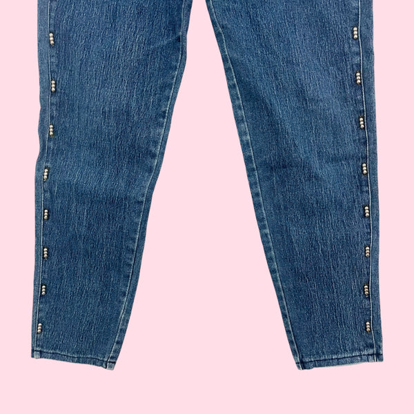 80S STRETCH DENIM JEANS W/ BEADED DETAIL (S)