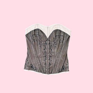 EMBROIDERED BEADED MESH PANEL CORSET (M)