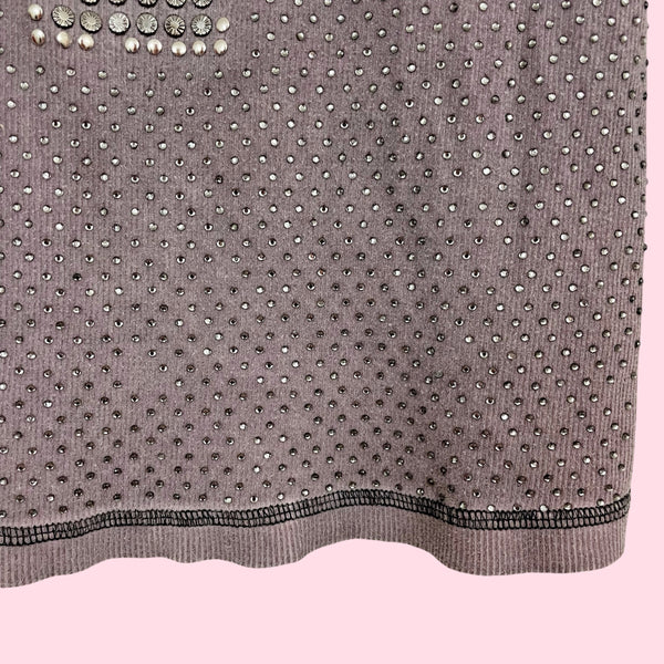 RHINESTONE STUDDED CROSS T-SHIRT (L)