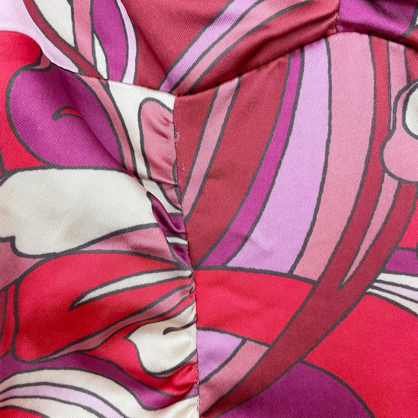 PRINTED RUCHED BODYCON MIDI DRESS (S)
