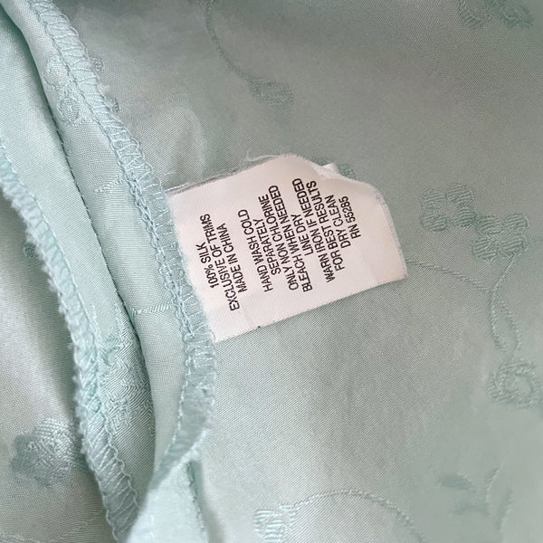 MINT GREEN FLORAL SILK TANK TOP (XS)