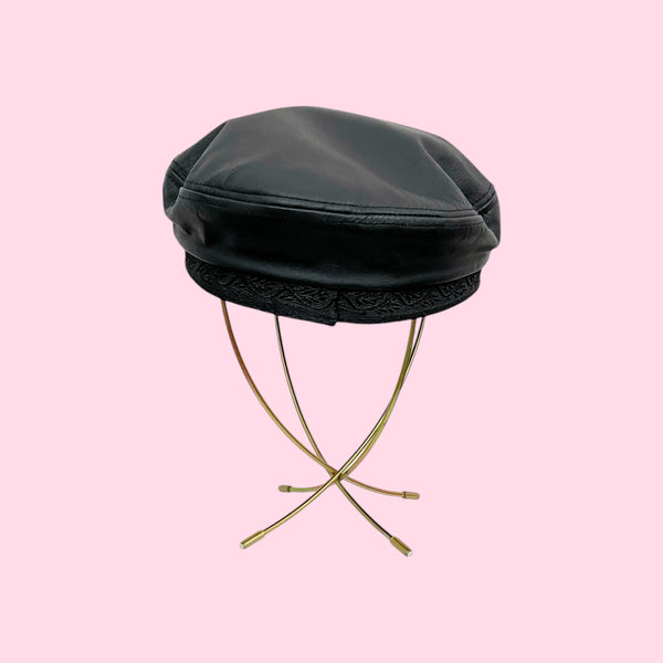 BLACK LEATHER FISHERMAN'S CAP