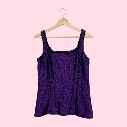 PURPLE DAMASK CORSET TANK (M)