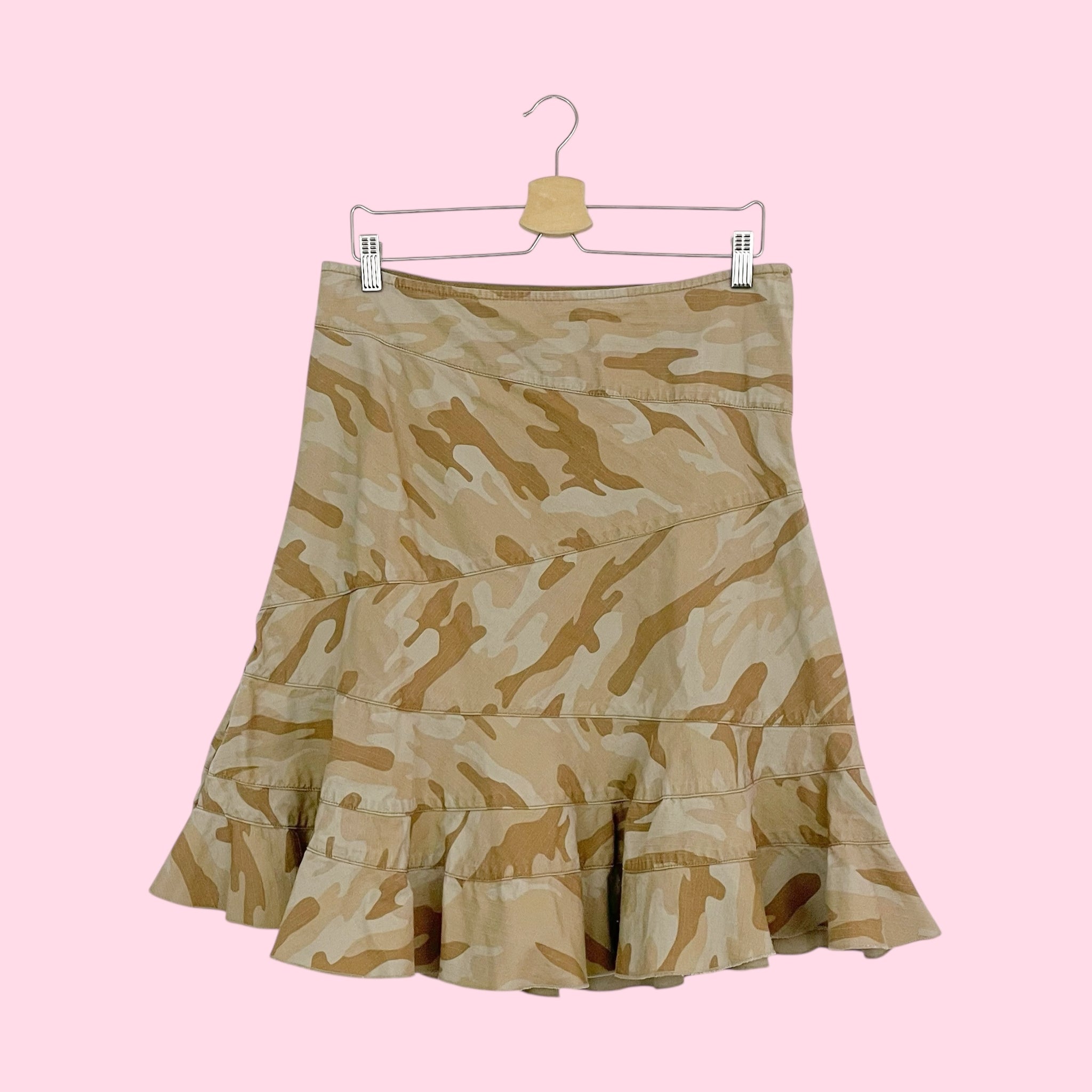 DKNY TAN CAMO PANELED MIDI SKIRT (8)