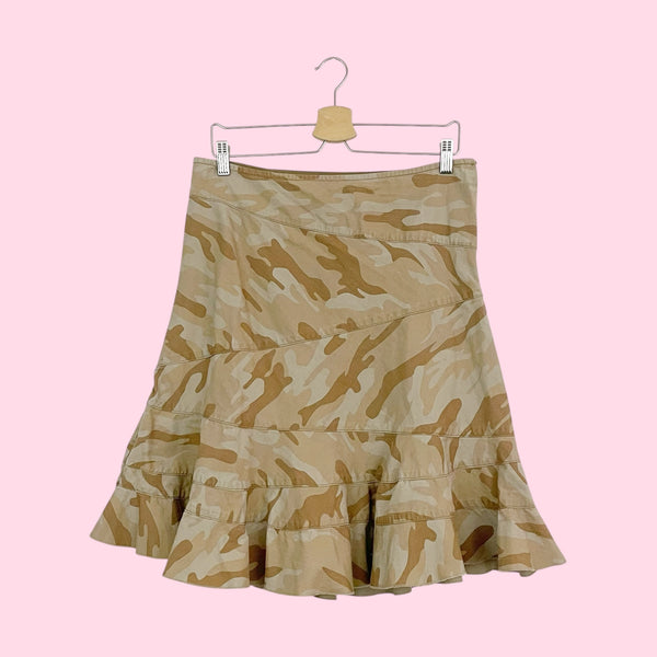 DKNY TAN CAMO PANELED MIDI SKIRT (8)
