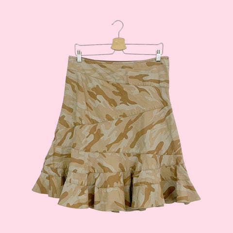 DKNY TAN CAMO PANELED MIDI SKIRT (8)