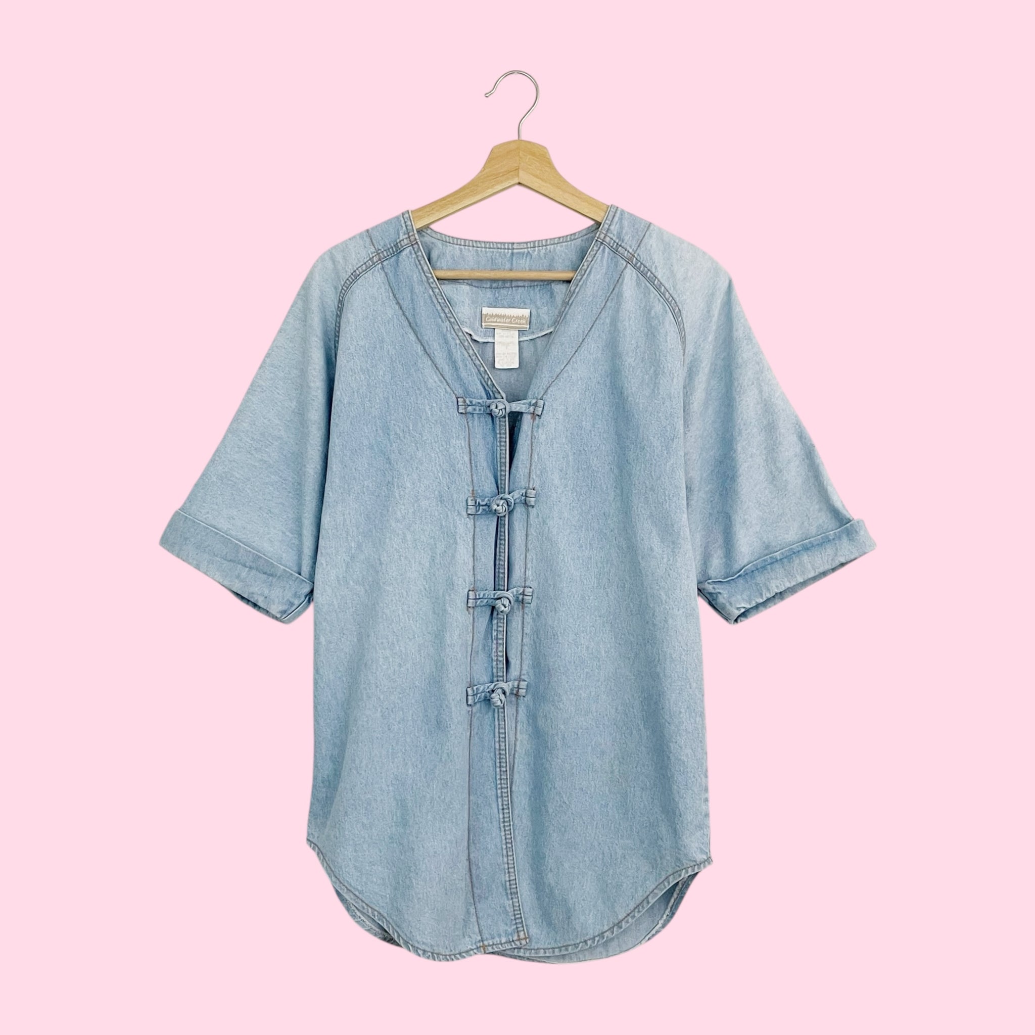 DENIM TOGGLE KNOT BLOUSE (S)