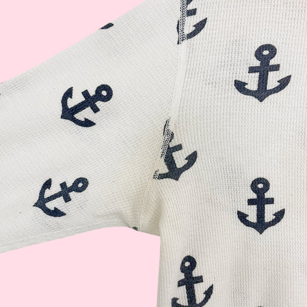 Y2K Anchor Print Rhinestone Thermal Top (L/XL)