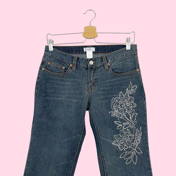 FLORAL RHINESTONE BOOTCUT JEANS (6)