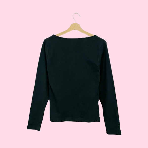 BLACK FLAME LONG SLEEVE T-SHIRT (L)
