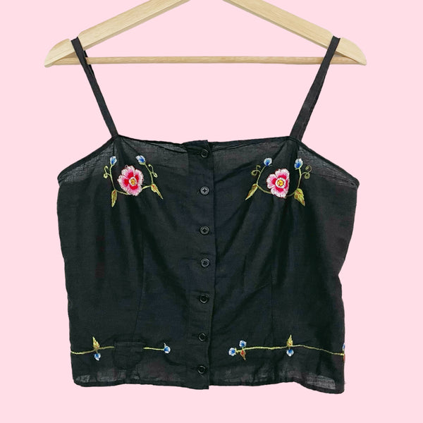 EMBROIDERED FLORAL COTTON TANK (S)