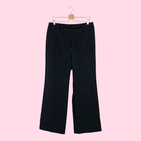 BLACK PINSTRIPE CUFFED OFFICE SIREN PANTS (13)