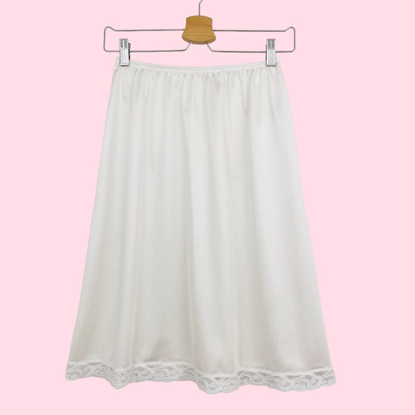 WHITE NYLON SLIP SKIRT (S)