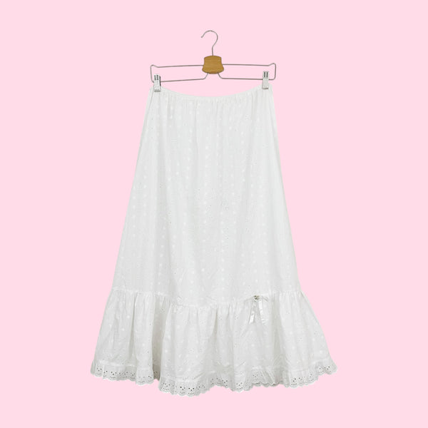 WHITE EYELET PRAIRIE SKIRT (L/XL)