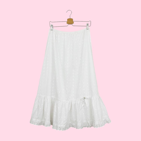 WHITE EYELET PRAIRIE SKIRT (L/XL)