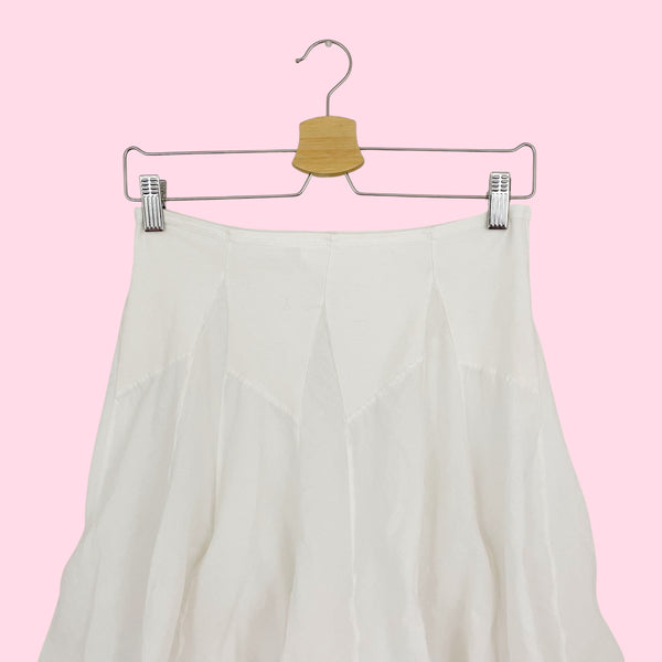 LUNA LUZ WHITE COTTON TIE UP MIDI SKIRT (S)