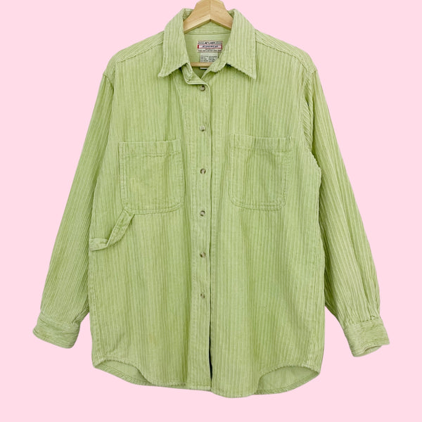 LIGHT GREEN CORDUROY OVERSIZED SHIRT (M)