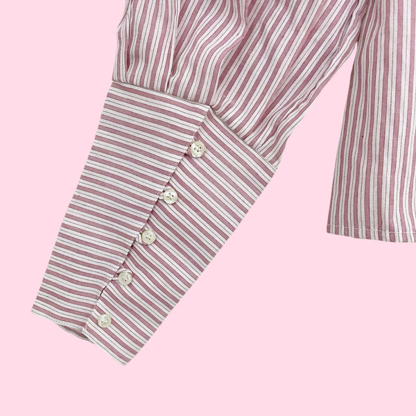 80S STRIPED LEG OF MUTTON SLEEVE BLOUSE (M)