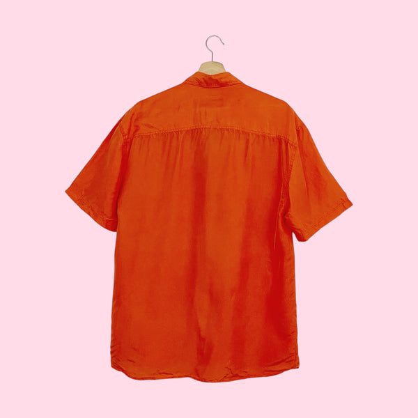 ORANGE SILK OVERSIZED SHIRT (M)