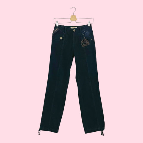 EMBROIDERED BUDDHA CORDUROY PANTS (XS)