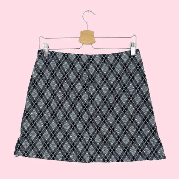 PLAID KNIT MINI SKIRT (L)