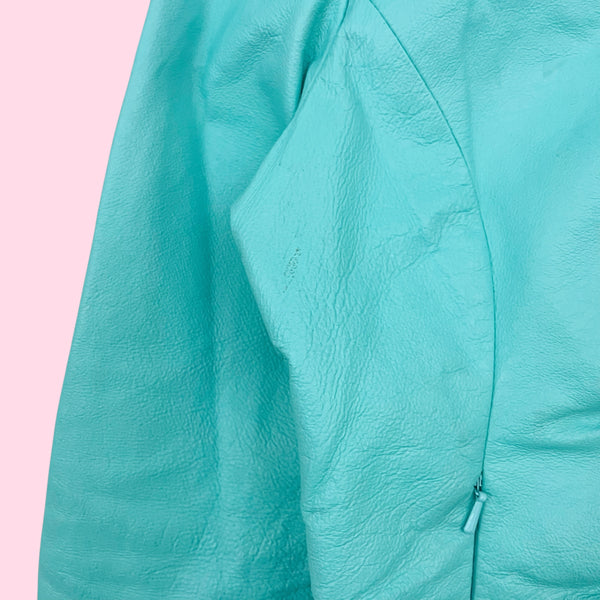 WILSON'S MINT GREEN RUCHED LEATHER JACKET (S)