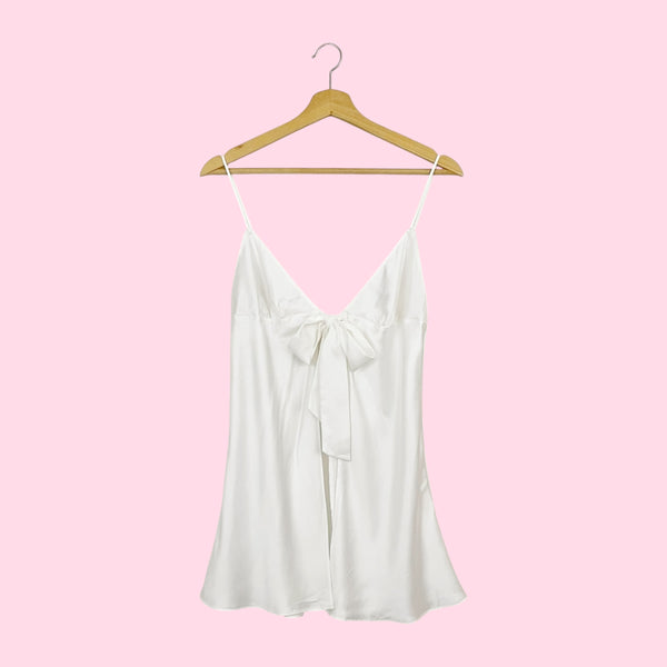 VICTORIA'S SECRET WHITE OPEN TIE FRONT BABYDOLL (M)