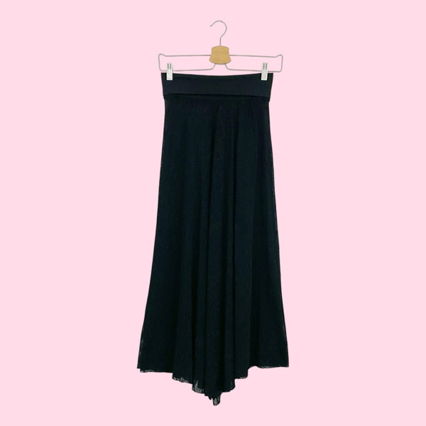 Black Sheer Lace Maxi Skirt (S)