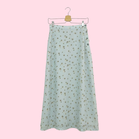 LIGHT BLUE FLORAL MAXI SKIRT (25)