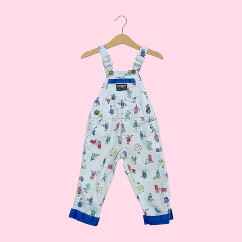 90S OSHKOSH B'GOSH THUMBPRINT OVERALLS (2T)