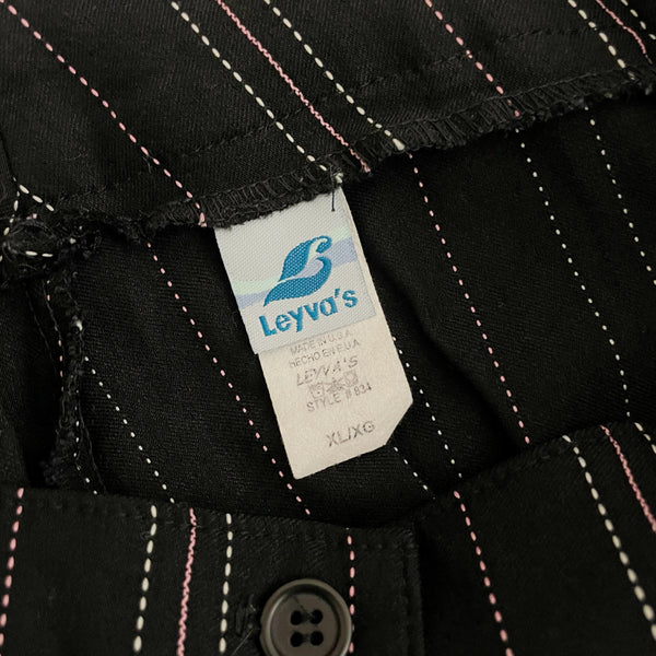 BLACK + PINK PINSTRIPE STRETCH OFFICE PANTS (L)