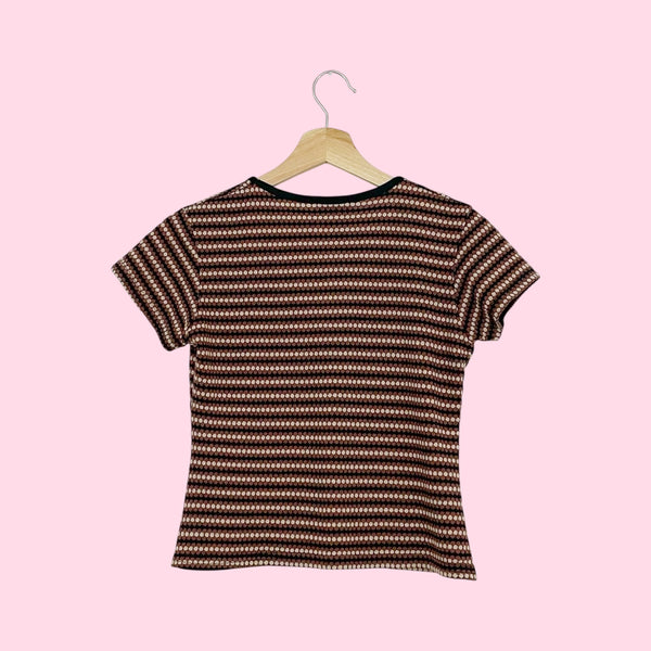 BLACK + BROWN DOT KNIT TOP (S/M)