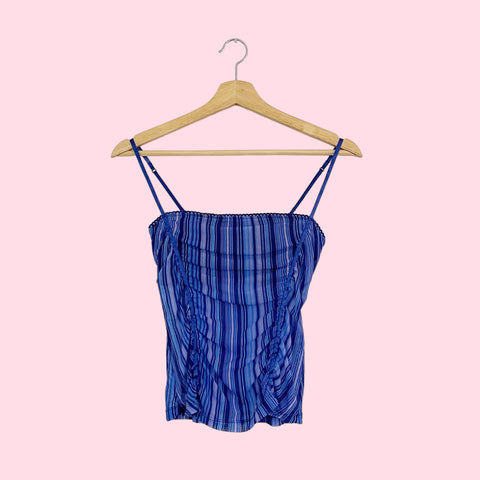 STRIPED RUCHED MESH TANK (S)