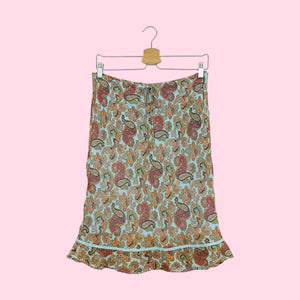 PAISLEY PRINT MIDI SKIRT (S)