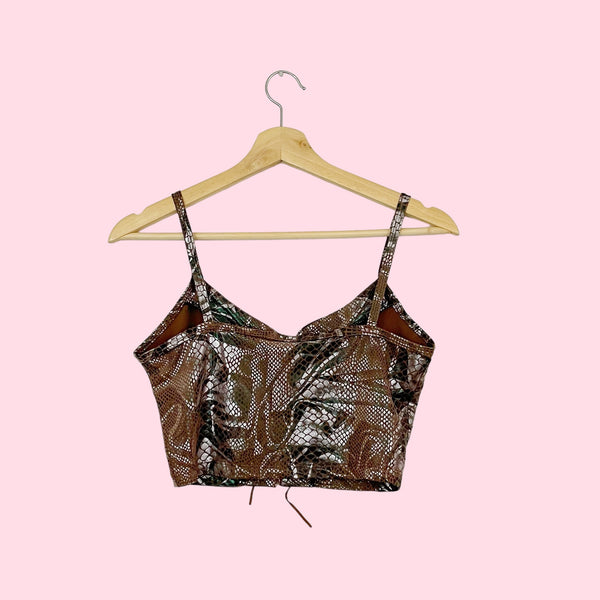 METALLIC REPTILE LACE UP TANK (M)