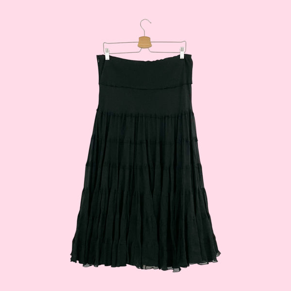 BLACK SILK TIERED MAXI SKIRT (14)