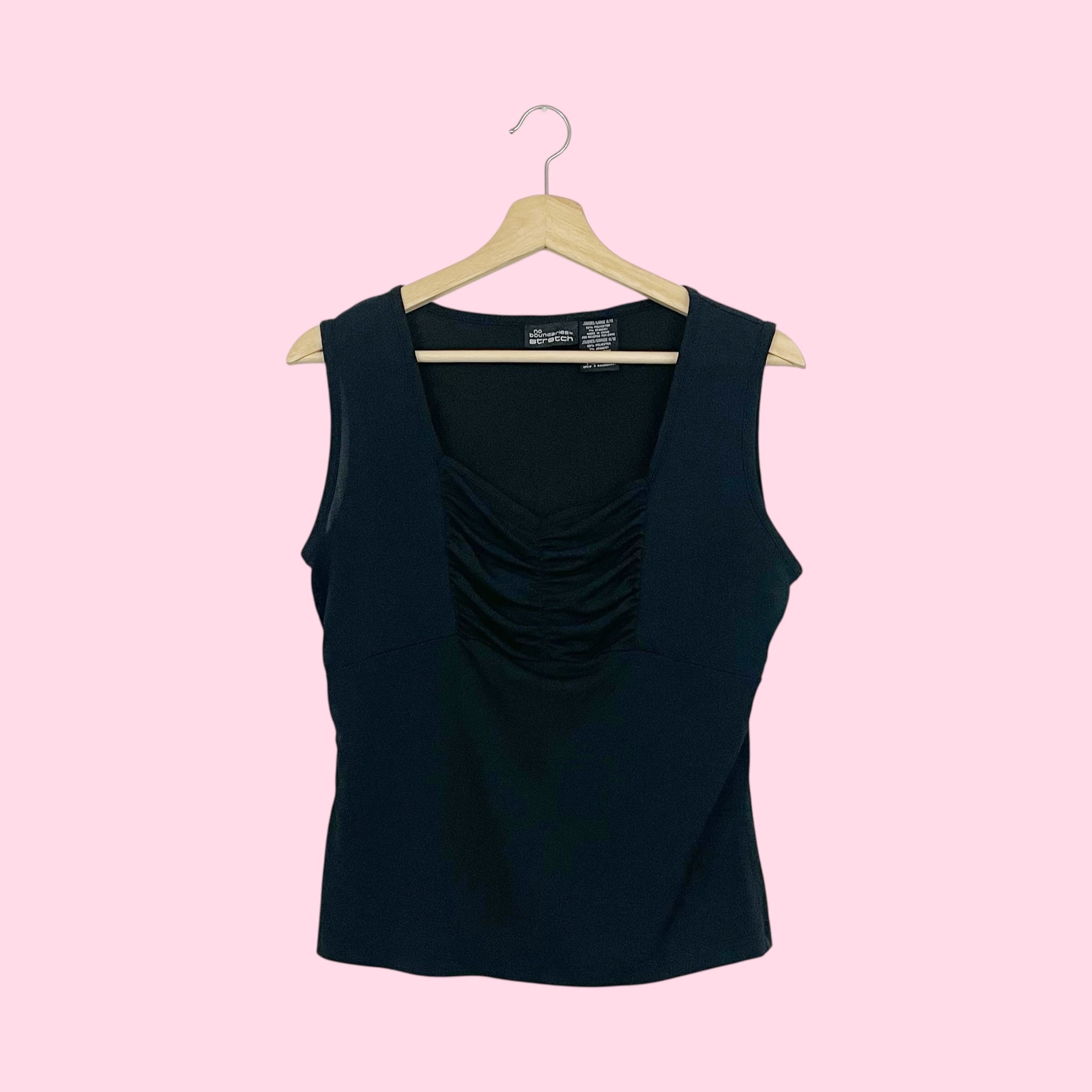 BLACK GATHERED BUST TANK (L)
