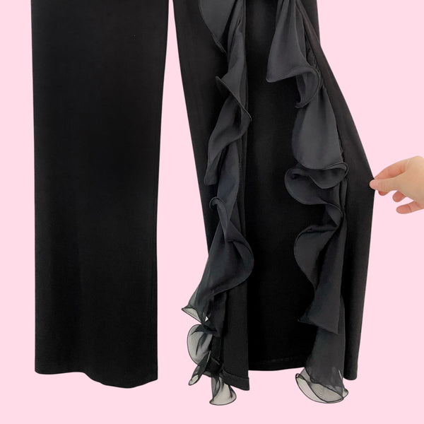 Y2K Bebe Black Ruffle Pants (28)
