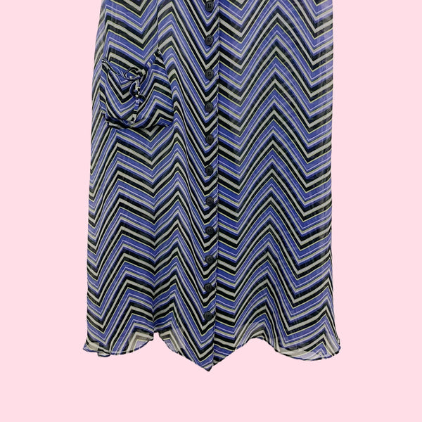 BETSEY JOHNSON SILK CHEVRON MIDI DRESS (6)