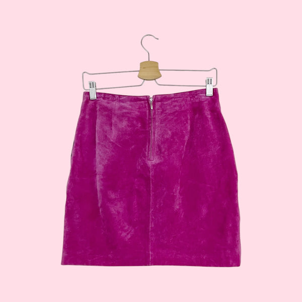 PINK SUEDE + DENIM ARGYLE SKIRT (6)