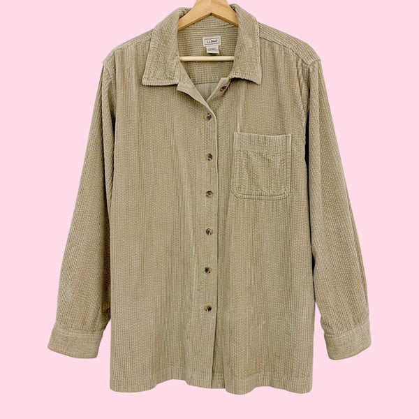 L.L. BEAN TAN CORDUROY OVERSHIRT (L)
