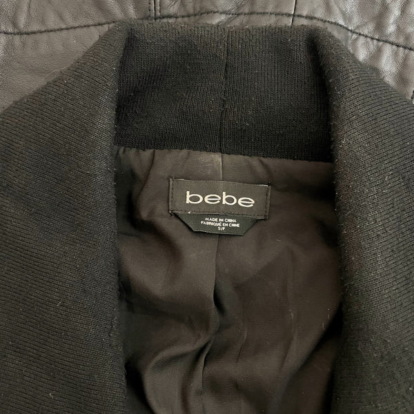 BEBE BLACK LEATHER MOTO JACKET (S)