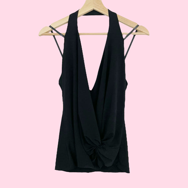 BLACK DRAPEY HALTER TANK (XS)